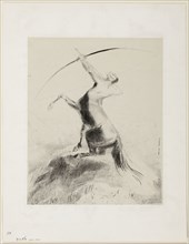 Centaur Aiming at the Clouds, 1883, Odilon Redon, French, 1840-1916, France, Lithograph in black on