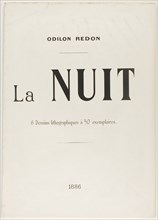 Cover for La Nuit, 1886, Odilon Redon, French, 1840-1916, France, Bi-fold portfolio cover with text