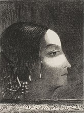 Dramatic and Grandiose with Her Face like that of a Druid Priestess, 1887, Odilon Redon, French,