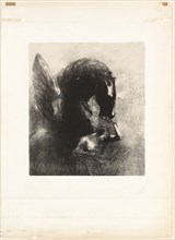 Captive Pegasus, 1889, Odilon Redon, French, 1840-1916, France, Lithograph in black on cream China