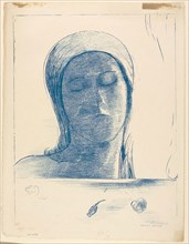 Yeux clos, 1890, Odilon Redon, French, 1840-1916, France, Lithograph in blue on ivory wove paper,