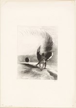 Beneath the Wing of Shadow the Black Creature was Biting Energetically, plate 4 of 6, 1891, Odilon