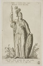 Pallas Athena, plate 6 from Parnassus Biceps, 1601, Johann Theodor de Bry (German, 1561-1623),
