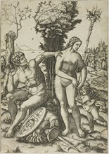 Mars, Venus, and Cupid, 1508, Marcantonio Raimondi, Italian, c. 1480-1534, Italy, Engraving printed
