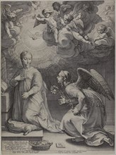 The Annunciation, plate one from The Birth and Early Life of Christ, 1594, Hendrick Goltzius