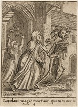 The Abbess and Death, 1651, Wenceslaus Hollar (Czech, 1607-1677), after Hans Holbein the younger