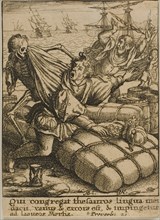 The Merchant and Death, 1651, Wenceslaus Hollar (Czech, 1607-1677), after Hans Holbein the younger