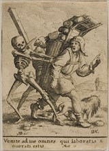 The Peddlar and Death, 1651, Wenceslaus Hollar (Czech, 1607-1677), after Hans Holbein the younger