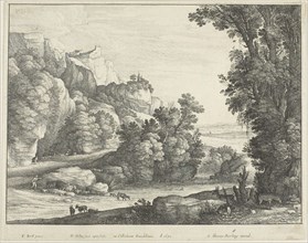 Cattle Drinking, 1650, Wenceslaus Hollar (Czech, 1607-1677), after Paul Bril (Flemish, 1554-1626),