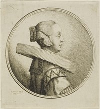 Woman with Circular Lace Ruff in Profile to Right, 1645, Wenceslaus Hollar, Czech, 1607-1677,
