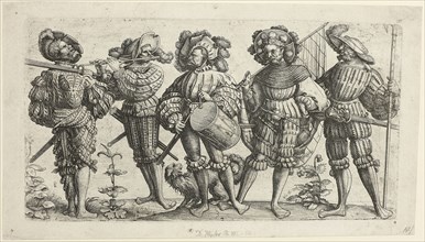Five German Soldiers, 1505/36, Daniel Hopfer the Elder, German, 1470-1536, Germany, Etching in