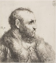 Bust of an Old Man, 1635–44, Jan Lievens, Dutch, 1607-1674, Holland, Etching on paper, 160 x 143 mm