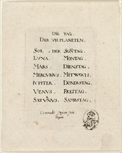 Title Page, from Der VII Planeten, n.d., Conrad Meyer, Swiss, 1618-1689, Switzerland, Etching in