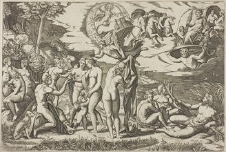 The Judgment of Paris, c. 1520, Printed by Antonio Salamanca (Italian, 1478-1562), by or after