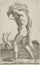 Man Carrying the Base of a Column, 1515/30, Agostino dei Musi (Italian, c. 1490-after 1536), after