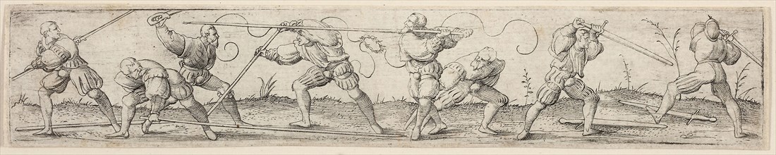 Eight Soldiers Engaged in Fencing Exercises, c. 1541, Virgil Solis, the Elder, German, 1514-1562,