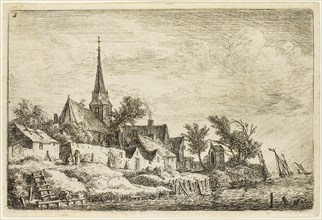The Steeple in the Village by the Sea, n.d., Anthoni Waterlo, Dutch, 1609-1690, Holland, Etching on