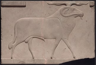 Plaque Depicting a Ram, Ptolemaic Period (332–30 BC), Egyptian, Egypt, Limestone, 17.2 × 25.8 × 2