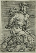 Peasant Couple Dancing, 1524, Barthel Beham, German, 1502-1540, Germany, Engraving in black on