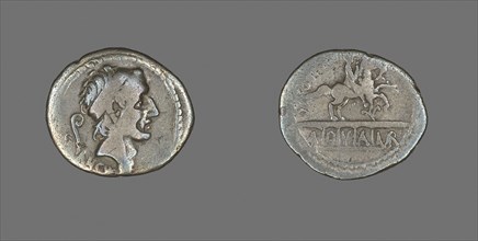 Denarius (Coin) Depicting King Ancus Marcius, 56 BC, Roman, minted in Rome, Italy, Silver, Diam. 2