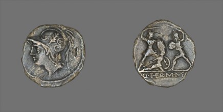 Denarius (Coin) Depicting the God Mars, 103 BC, Roman, minted in Rome, Italy, Silver, Diam. 2 cm, 3