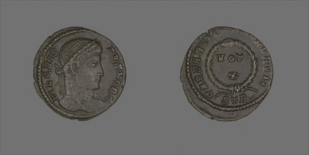 Coin Portraying Emperor Crispus, AD 323/324, Roman, minted in Trier, Roman Empire, Bronze, Diam. 2