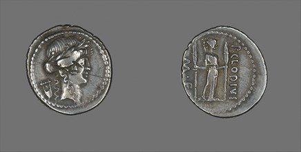 Denarius (Coin) Depicting the God Apollo, 42/41 BC, issued by P. Clodius, Roman, minted in Rome,