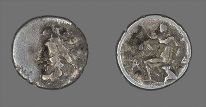 Hemidrachm (Coin) Depicting the God Zeus, after 371 BC, Greek, minted in Megalopolis, Megalópolis,