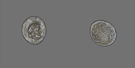 Hemidrachm (Coin) Depicting the God Zeus Amarios, 191/146 BC, Greek, Elis, Silver, Diam. 1.7 cm, 2