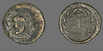Coin Depicting the Goddess Athena, 371/357 BC, Greek, minted in Phocis, Ancient Greece, Bronze,
