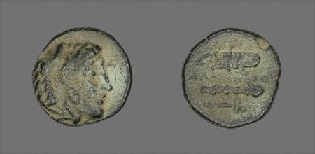 Coin Depicting the Hero Herakles, 336/323 BC, Greek, Ancient Greece, Bronze, Diam. 1.1 cm, 1.42 g
