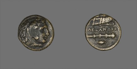 Coin Depicting the Hero Herakles, 336/323 BC, Greek, Ancient Greece, Bronze, Diam. 1.7 cm, 6.09 g