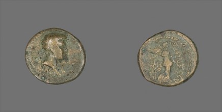 Coin Depicting a Male Bust, AD 55, Roman, minted in Smyrna, Ionia, Rome, Bronze, Diam. 1.7 cm, 3.81