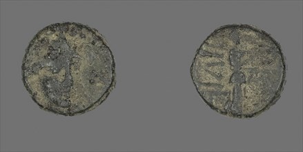 Coin Depicting the Goddess Athena, 1st century BC (?), Greek, Ancient Greece, Bronze, Diam. 1.2 cm,