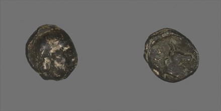 Coin Depicting Laureate Head, 400/350 BC, Greek, Ancient Greece, Bronze, Diam. 1 cm, 0.75 g