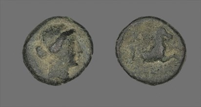 Coin Depicting the Amazon Cyme, about 250 BC, Greek, Ancient Greece, Bronze, Diam. 1.5 cm, 3.04 g