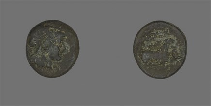 Coin Depicting the Goddess Athena, 387/301 BC, Greek, Ancient Greece, Bronze, Diam. 1.7 cm, 3.94 g