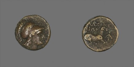 Coin Depicting the Goddess Athena, 387/301 BC, Greek, Ancient Greece, Bronze, Diam. 1.7 cm, 5.78 g