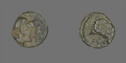 Coin Depicting the Goddess Athena, before 387 BC, Greek, Ancient Greece, Bronze, Diam. 1.1 cm, 1.71