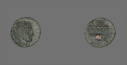 Coin Depicting the Hero Herakles, 387/300 BC, Greek, Ancient Greece, Bronze, Diam. 1.3 cm, 1.64 g