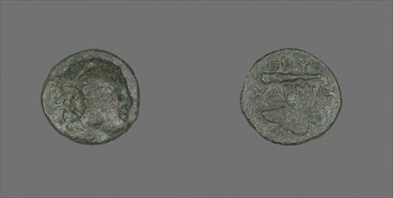 Coin Depicting the Hero Herakles, 4th century BC, Greek, Ancient Greece, Bronze, Diam. 1.6 cm, 3.14