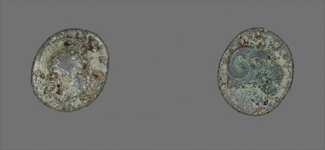 Coin Depicting the Goddess Athena, 387/301 BC, Greek, Ancient Greece, Bronze, Diam. 1.4 cm, 1.64 g