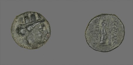 Coin Depicting the Goddess Kybele, 2nd/1st century BC, Greek, Izmir, Bronze, Diam. 1.8 cm, 4.57 g
