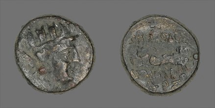 Coin Depicting the Goddess Kybele, 2nd/1st century BC, Greek, Izmir, Bronze, Diam. 1.7 cm, 5.29 g