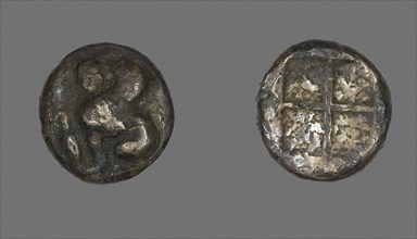 Drachma (Coin) Depicting a Sphinx, 478/412 BC, Greek, Greece, Silver, Diam. 1.3 cm, 2.82 g