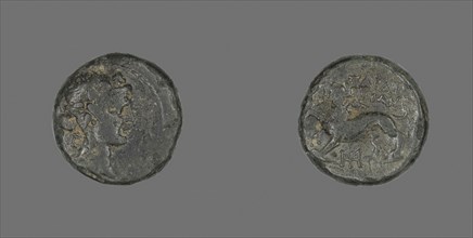 Coin Depicting the God Dionysos, about 133 BC, Greek, Ancient Greece, Bronze, Diam. 1.7 cm, 5.23 g