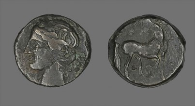 Coin Depicting the Goddess Persephone (?), about 241/146 BC, Greek, Ancient Greece, Bronze, Diam. 2