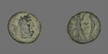 Coin Depicting the Hero Herakles, 2nd/1st century BC, Greek, Ancient Greece, Bronze, Diam. 1.2 cm,