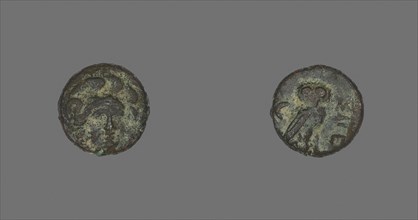 Coin Depicting the Goddess Athena, 4th century BC, Greek, Ancient Greece, Bronze, Diam. 1.2 cm, 1