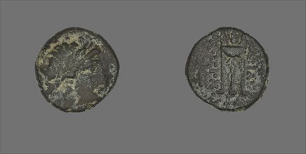 Coin Depicting the God Apollo, 261/246 BC, Greek, Ancient Greece, Bronze, Diam. 1.8 cm, 4.79 g